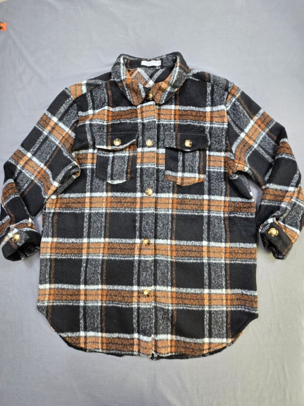 Chic Soul 3XL Womens Plaid Button-Up Shirt Shacket Jacket Black/Brown THICK